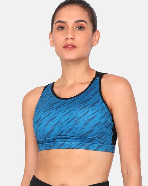 Buy Zelocity by Zivame Black & Blue Printed Sports Bra for Women's