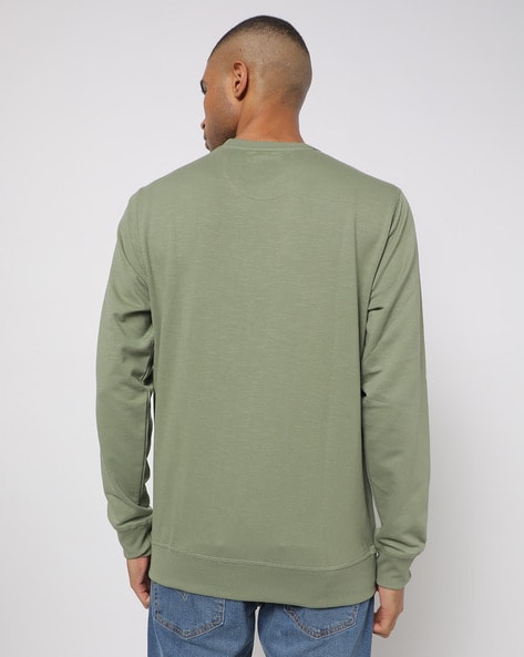 Mens Cotton Slim Fit Crewneck Almond Green Sweater Smart Casual Business  Sweatshirt S at  Men's Clothing store