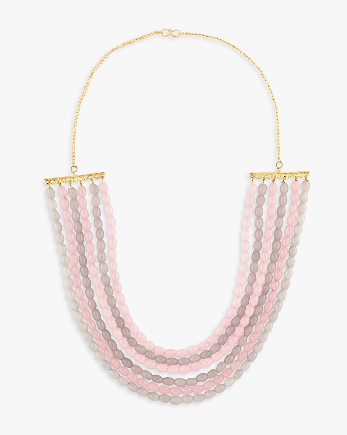 14k Gold Plated Pink Beaded Necklace – La Lila Inc