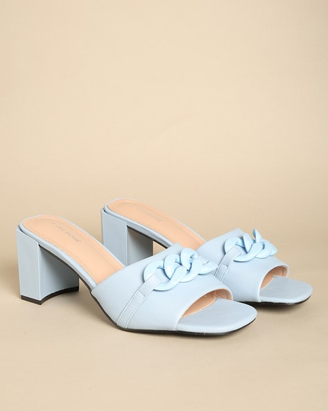 Baby blue block online heel sandals