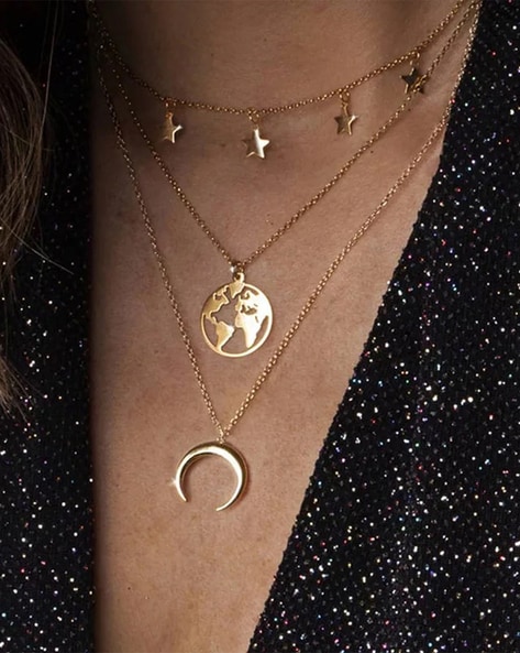 Buy Gold Moon & Star Necklace Beautiful Trendy Necklace Delicate Necklace  Star Moon Pendant Gift for Her Online in India - Etsy