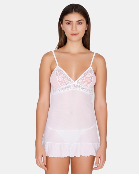 Zivame Sleeveless Lace Babydoll