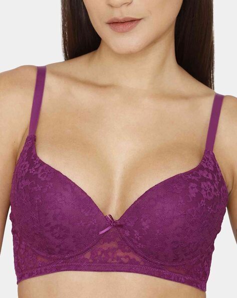 Buy Rosaline by Zivame Purple Lace Non-padded Bra for Women Online