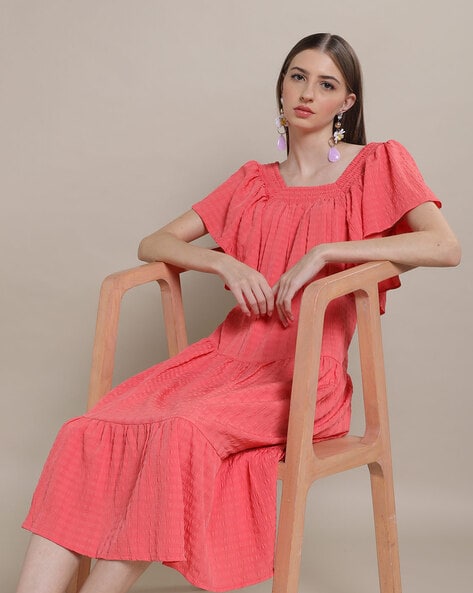 Flamingo V Neck Midi Dress with Ric Rac Detail → Juliet Dunn London