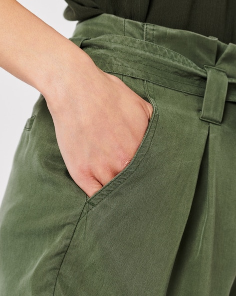 Topshop highwaisted lightweight peg trouser in khaki | ASOS