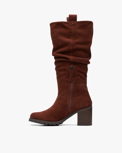 Clarks suede outlet knee high boots