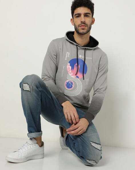 Lars Amadeus Mens Hoodies Sweatshirt Jeans Patchwork Sleeves India | Ubuy