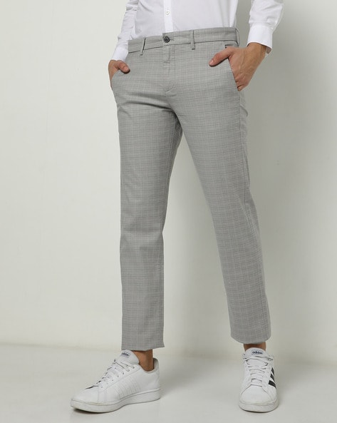 Jack  Jones Casual Trousers  Buy Jack  Jones Blue Mid Rise Check Print  Trousers OnlineNykaa fashion