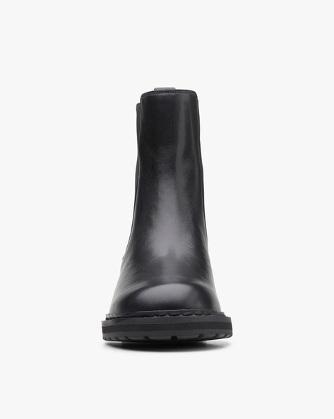 clarks mid calf black boots