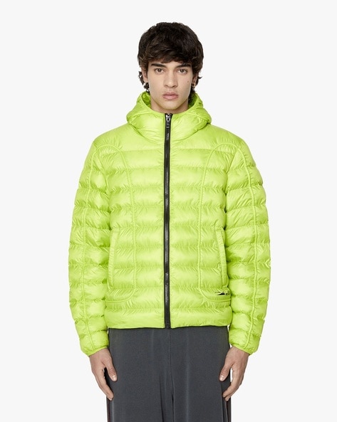 Mens lime green puffer jacket best sale