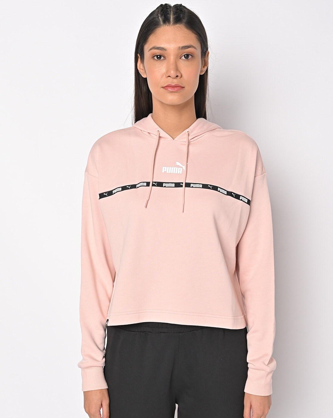 Adidas tape hoodie discount pink