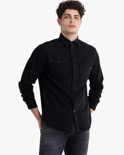 CRAFT HEAVEN Men's Slim Fit Denim Washed Double Pocket Casual Shirt (Black)  : Amazon.in: Clothing & Accessories