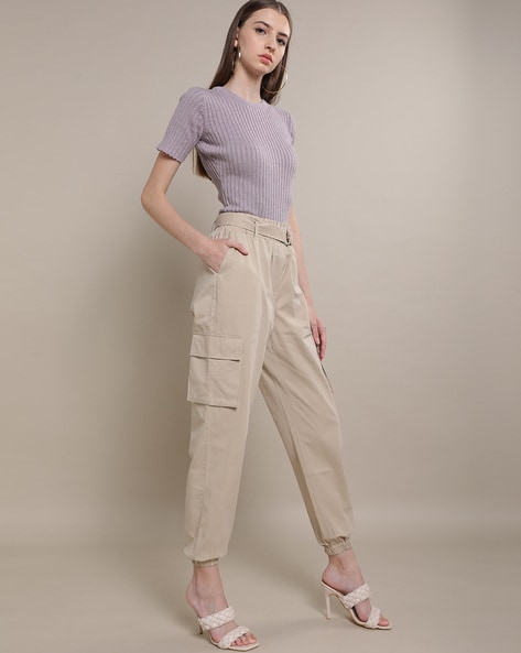 Buy Beige Trousers & Pants for Women by Fyre Rose Online