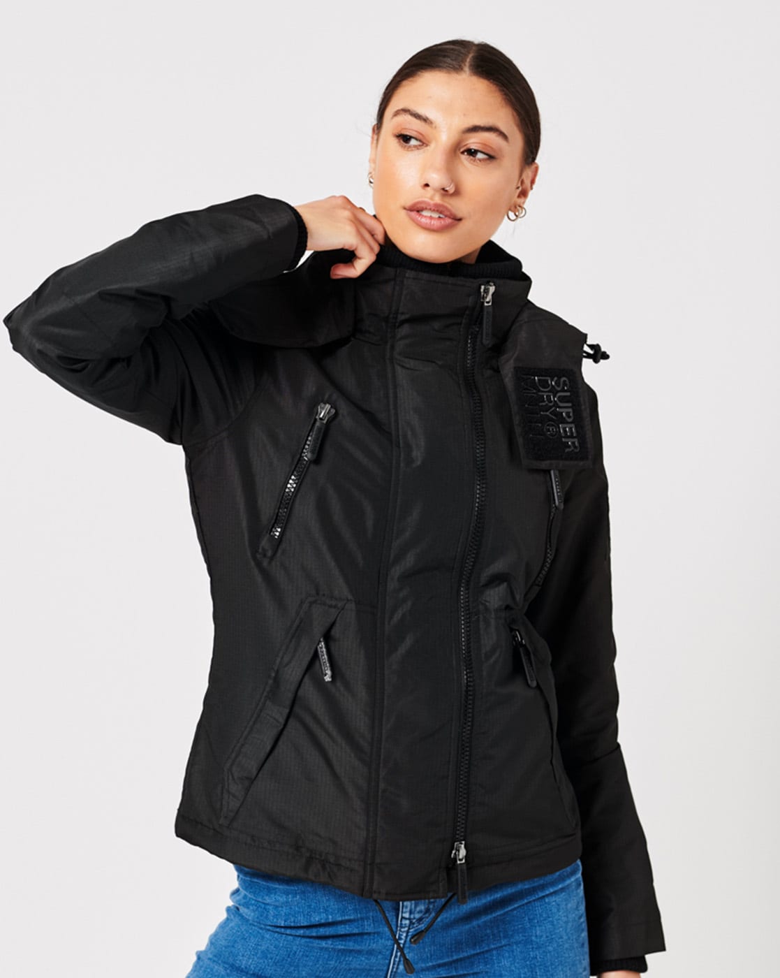 Superdry womens microfibre boxy snorkle jacket sale dark navy