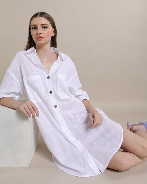 Loose Fitted White Short Dresses Women, Half Sleeves, Size: Free Size at Rs  399/piece in Jaipur