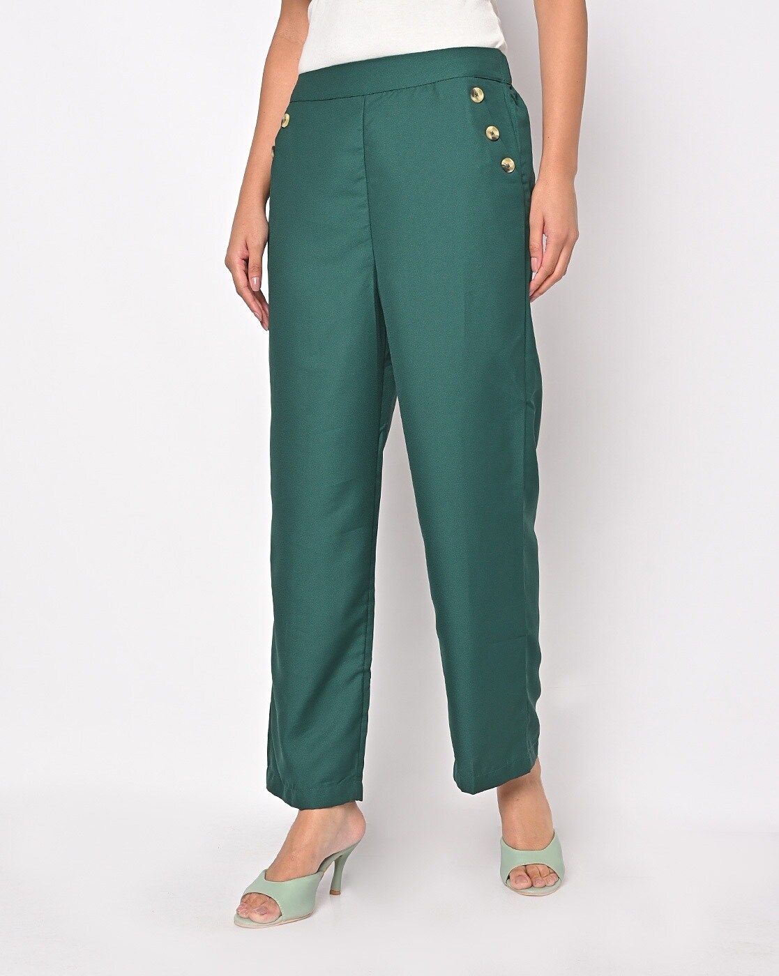 Dark Green Linen Joey Pants | Green trousers outfit, Green pants outfit,  Linen pants outfit