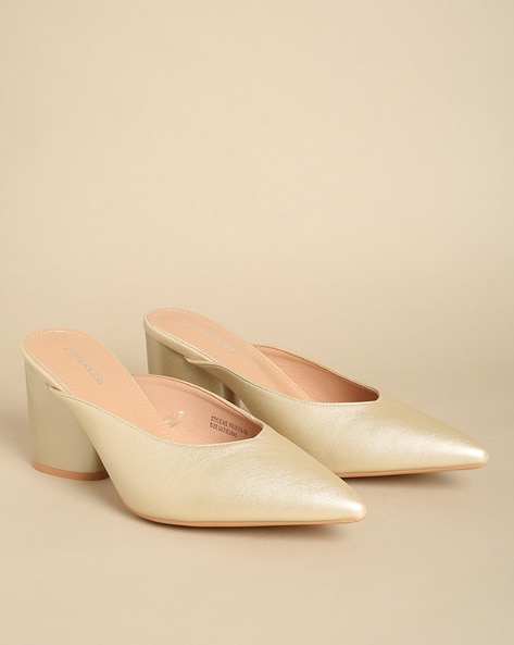 Pointed Toe Cylindrical Heeled Mules