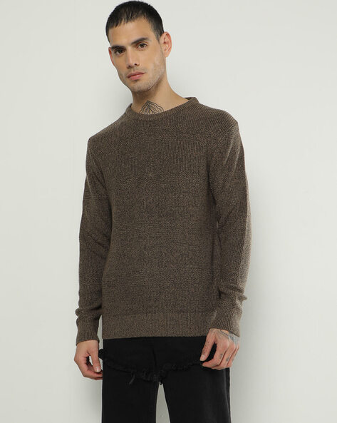 Textured Cotton Crew-Neck Pullover