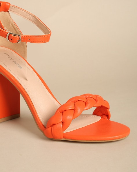 Orange thick heels new arrivals