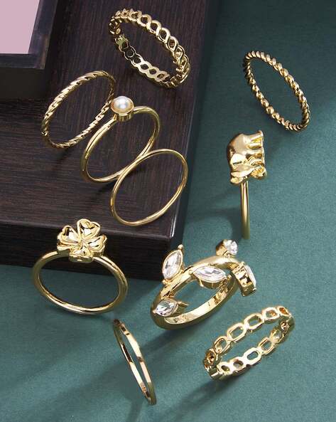Buy Gold-Toned Rings for Women by ZAVERI PEARLS Online