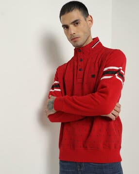 john players jeans Geometric Pattern Slim Fit High-Neck Sweatshirt-picture-32