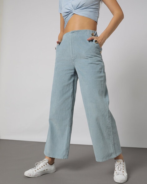 Womens Ribbed Wide Leg Trouser  Boohoo UK