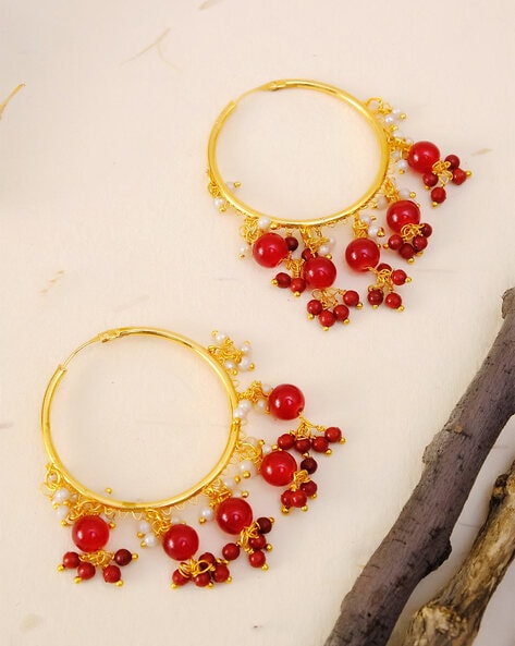 Britt Gold Hoop Earrings in Red Mix | Kendra Scott