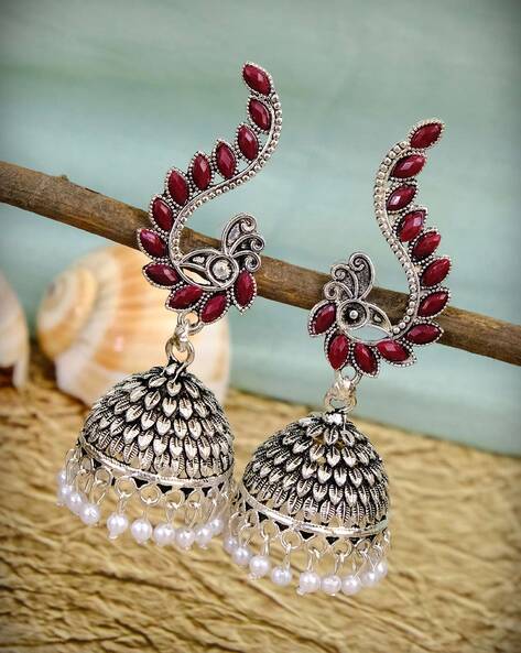 Burgundy earrings deals