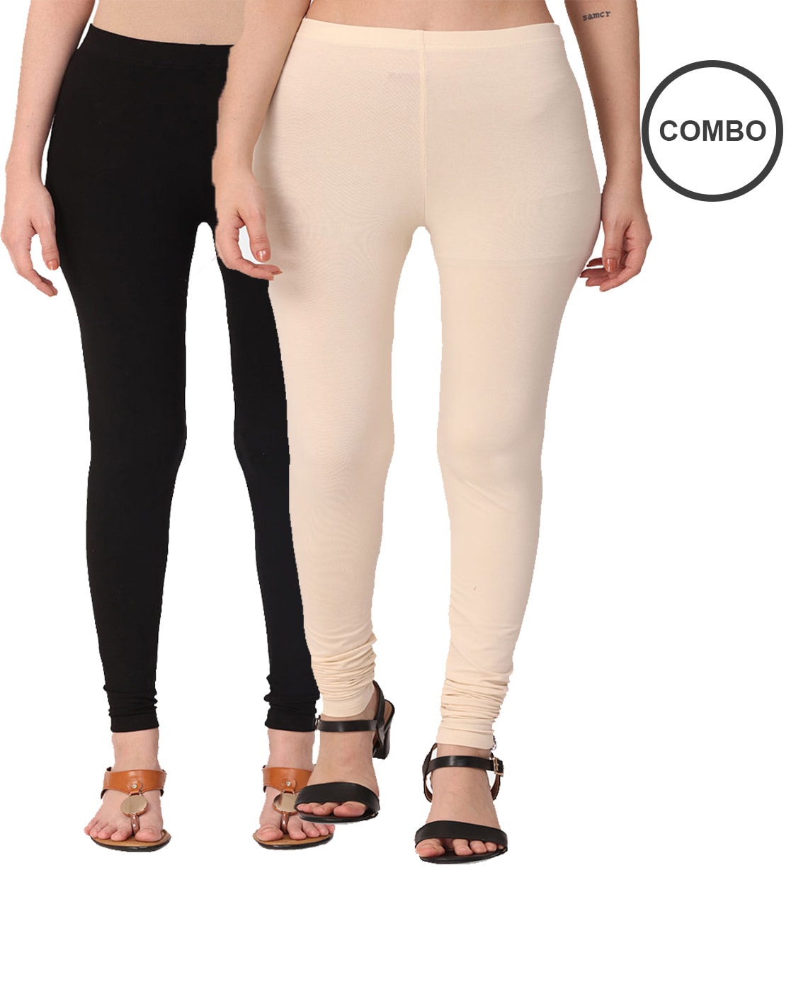 Womens leggings combo cream,Black