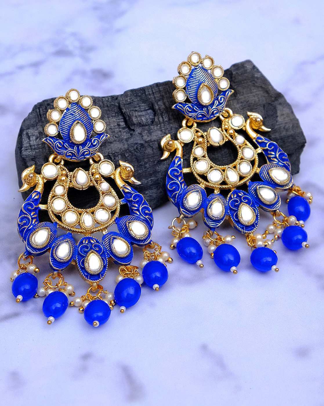 Peacock Blue Earrings - Buy Peacock Blue Earrings online in India