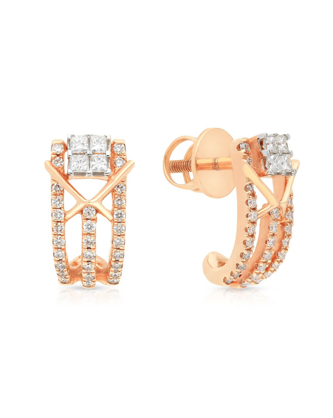 18K Rose Gold with Diamond Earrings