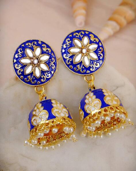 Estele Earrings : Buy Estele Gold Plated Blue Meenakari Traditional Kundan Jhumki  Earrings for Women Online | Nykaa Fashion