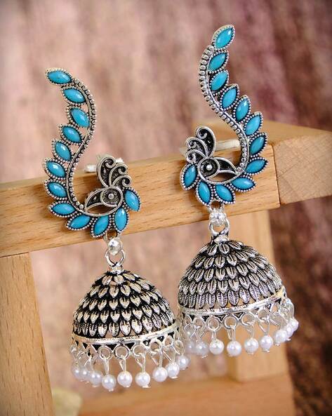 Oxidised peacock deals earrings