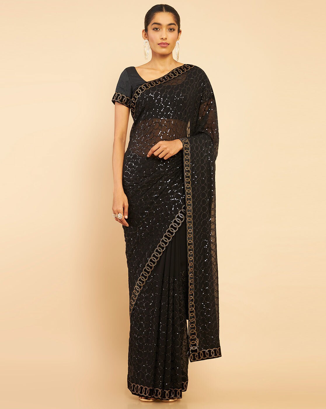 Buy Black Sarees for Women by SOCH Online