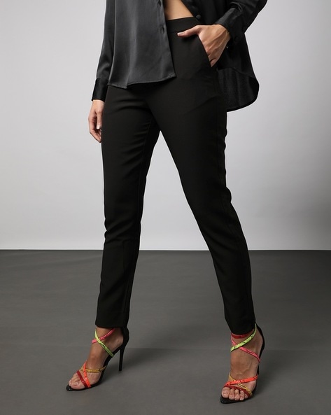 Buy Van Heusen Black Skinny Self Pattern Trousers for Mens Online  Tata  CLiQ