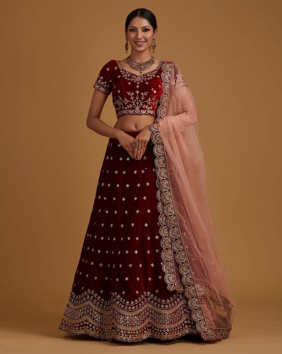 Blood Red Raw Silk Lehenga Choli and Belt with Tulle Dupatta with an O –  Nitika Gujral