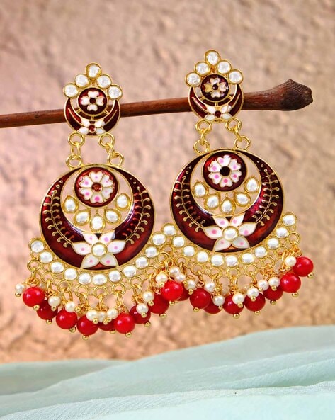 Red Maroon Glass Stone Oxidized Jhumkas Earrings, Handmade Indian Jhumkas  Earrings, Traditional India Earrings. - Etsy