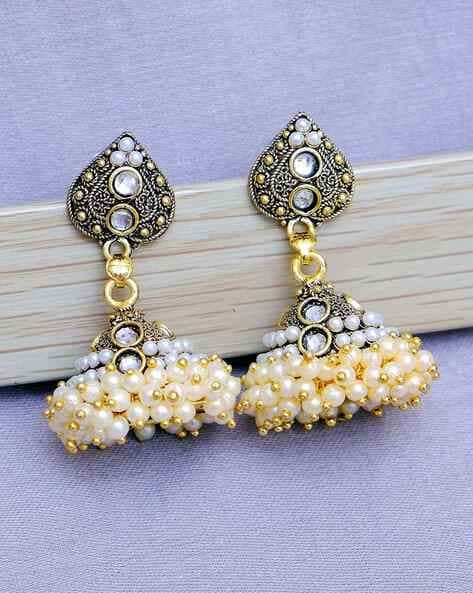 Jhumkas with hot sale pearl beads