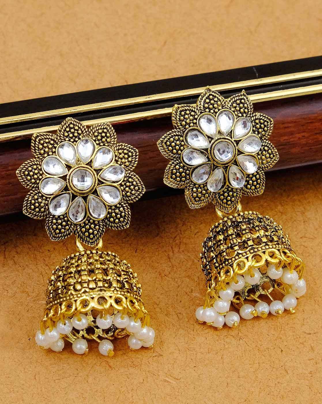 Handmade Wedding Earring / Jhumka Earrings /golden Jhumka /long Earrings/ Pearl  Earrings /punjabi Jewelery /nikah/ Sangeet/ Haldi/ Mehndi / - Etsy