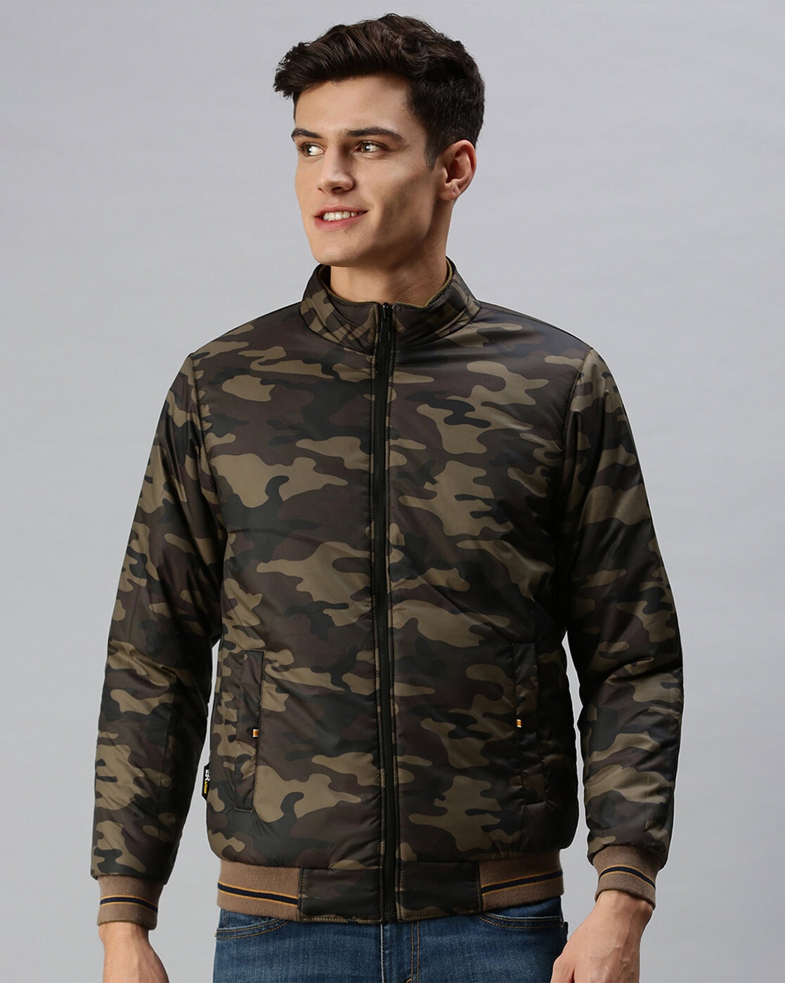 Camouflage bomber clearance jacket