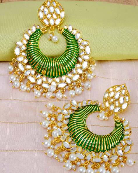 Kundan silk sales thread earrings