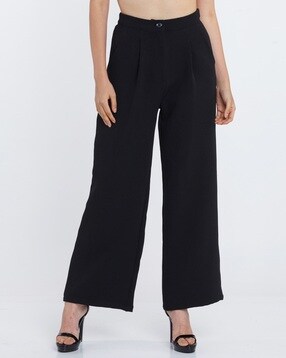 Magre Solid Wide Leg Pants For Women (Black, 30)