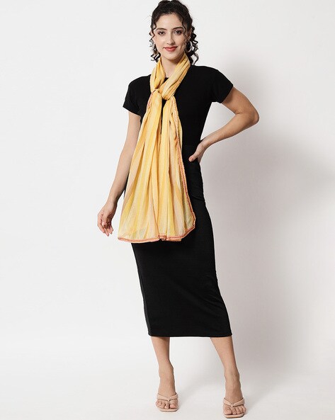 Striped Stole with Lace Border Price in India