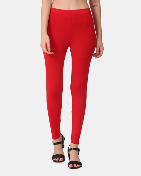 Buy online Red Cotton Leggings from Capris & Leggings for Women by V-mart  for ₹319 at 9% off | 2024 Limeroad.com