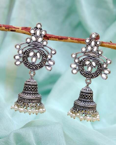 Oxidized German Silver Jhumka Earrings, Multiple Colors, ER#429