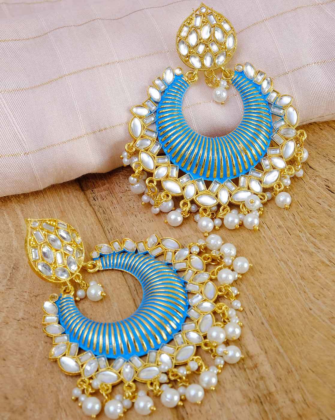 Buy Fashion Frill Exclusively Pearl Floral Designs Gold Plated Jhumka  Earrings For Girls Women Stylish Latest Fancy Earrings (Beige) at Amazon.in