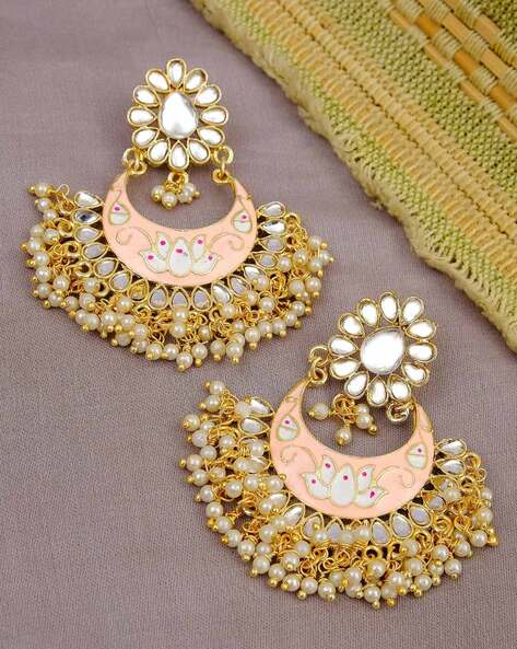 Shop online Designer Fashion Oxidized Ethnic Silver / Golden Beaded Chandbali  Earrings Women – Lady India