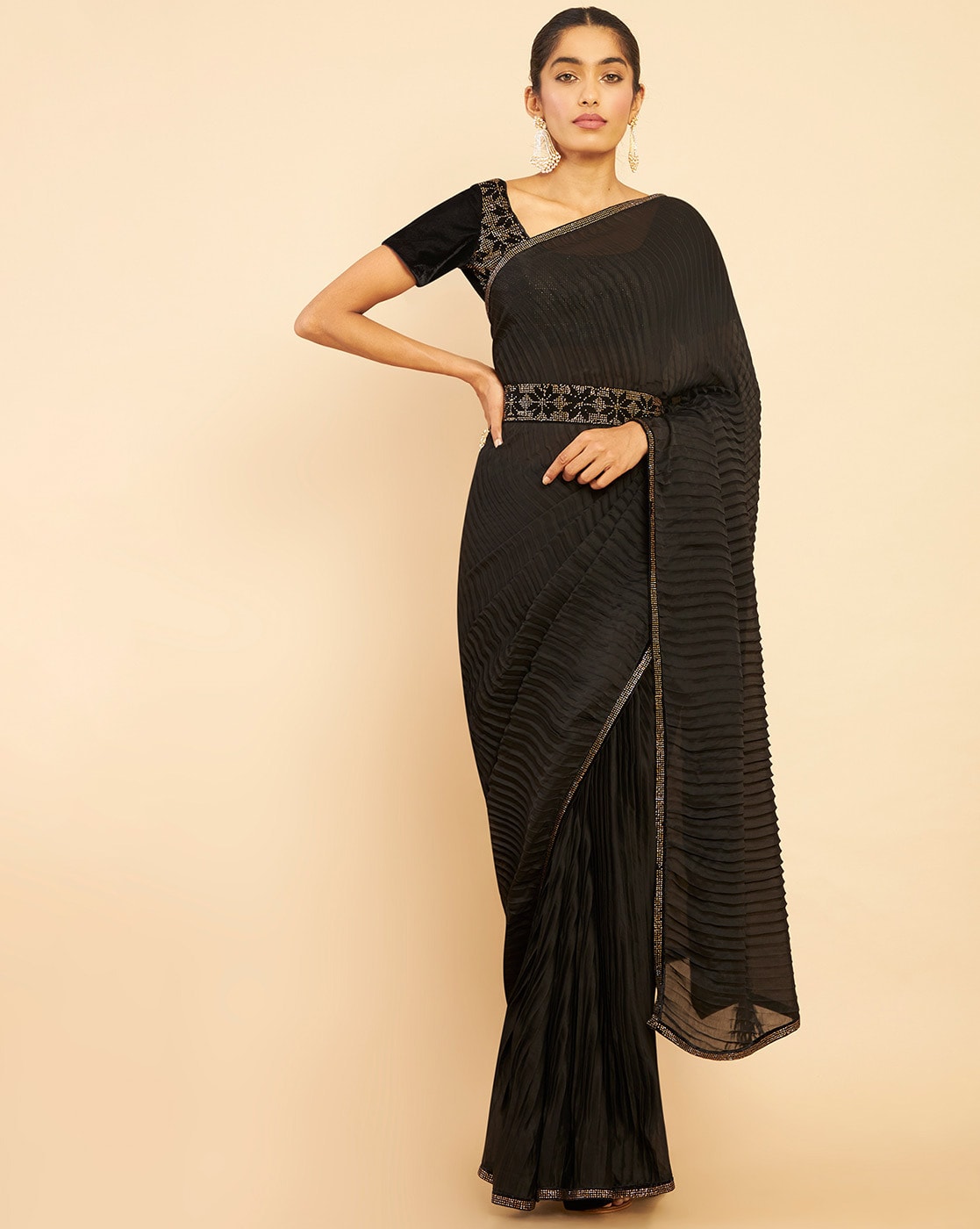 Buy Black Sarees for Women by SOCH Online