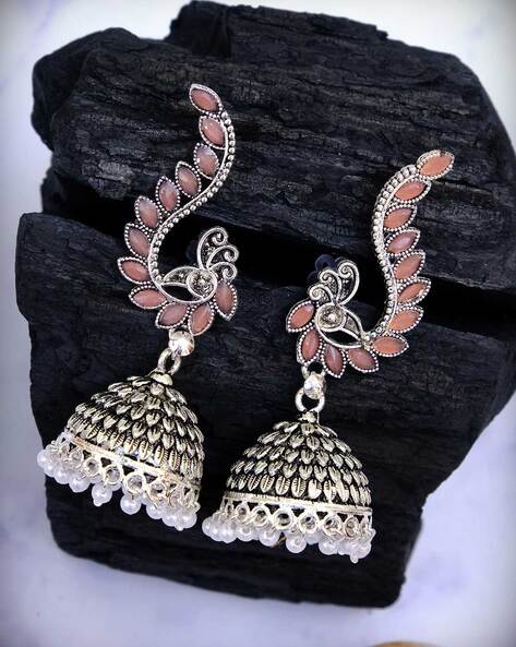 Oxidised Pink Peacock drop earrings – Abaran Timeless Jewellery Pvt.Ltd