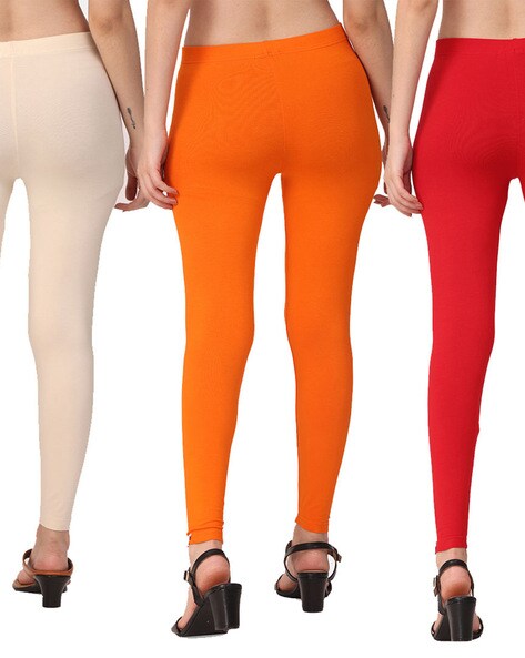 Pack of 3 Ankle Length Leggings with Elasticated Waistband